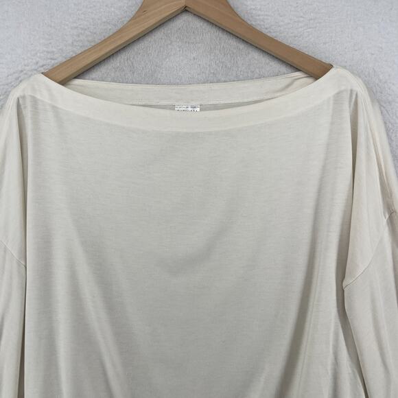ATHLETA Top M Oversized Cropped Boat Neck Long Sleeve Cinched Off White - Picture 5 of 12
